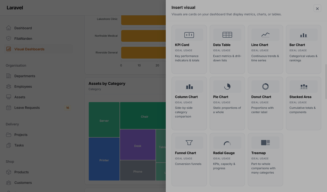 Laravel Filament Visual Dashboard Plugin preview